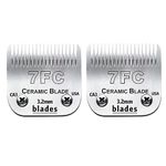 2 Pack Detachable Pet Dog Grooming Clipper Ceramic Blades,Compatible with Andis Size-7FC Cut Length 1/8"(3.2mm),Compatible with Oster A5 Wahl KM Series Clippers