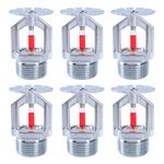 ACYOGIE 6 Pcs Fire Sprinkler Head - Copper Chrome, 3/4” NPT 155℉(68°C) Pendent Type Spray, K80 Fast Response Automatic Fire Sprinkler System for Factory, Mall, Warehouse Building