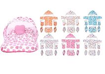 Toddylon Baby Bed New Born Baby Bedding Set | Baby Clothing Set | Combo | Mattress with Net | Jhabla Set | Gift Packs | Essentials | Infants | Baby Girls Boys (Multicolor, 0-6 Months)