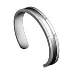 ZUOBAO Womens Stainless Steel Hair Tie Bracelet Grooved Cuff Bangle High Polished Finish (2.2" Silver)