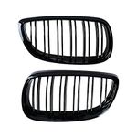 1 Pair Front Hood Kidney Grille Compatible for BMW E92 E93 328i 335i 2-Door (Glossy Black, Double Line)