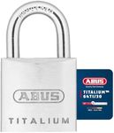 ABUS Titalium AB64TI/30 Padlock - Lock Body Made of Special Aluminium - Hardened Steel Shackle - ABUS Security Level 4 - Silver, Grey, 30mm