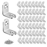 50 PCS L Bracket Corner Brace, Stainless Steel L Brackets, Metal Corner Bracket, Small Right Angle Bracket for Wood Furniture Chair Drawer Cabinet with 100 PCS Screws (0.79 x 0.79 inch)