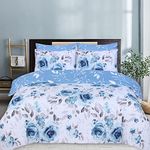 DTEX HOMES Duvet Cover Set 100% Pure Cotton Reversible Hotel Quality Duvet Set with Pillowcases Easy Care and Super Soft Luxury Bedding Duvet - Super King