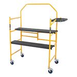 MetalTech 4 Ft Scaffolding Platform, Adjustable, Foldable and Rolling Scaffold Platform with 4-Inch Locking Wheels for Construction & DIY Projects