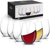 DIEWEISIMI Stemless Wine Glasses Set of 6, Hand Blown Red White Wine Glasses 18oz, Crystal Wine Glass, Clear Drinking Glasses, Gift for Woman, Christmas, Anniversary, Birthday, Housewarming