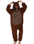 Très Chic Mailanda Sherpa Unisex Adult Animal Onesies Cosplay Pajamas Sleepwear Halloween Costume, Brown Bear, Medium