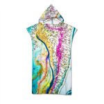 Surwin Hooded Changing Robe Adult Surf Poncho Towel, Beach Towel Surfing Swimming Robe Light Weight Compact Microfibre Changing Wetsuit for Women and Men (70 * 110cm,Rainbow colors)