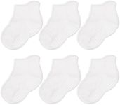 CozyWay Baby Socks with Grippers Non Slip Ankle Grip Socks For Boys and Girls Babies Comfy Soft Comfy Cotton Infant - 6-12 Months Unisex White - 6 Pack