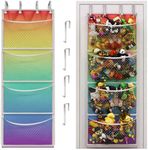 Honeyera The Original Storage for Stuffed Animals, Over Door Organizer for Stuffies, Baby Accessories, Toy Plush organizer, Breathable Hanging Storage Pockets Big Girls Toddler Large Bag (rainbow)
