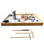 NATURALTOUCH Japanese Miniature Zen Garden Kit Natural Stone Themed Zen Garden Set Made of Natural Materials in Eco-friendly Packaging Ideal for Meditation, Relaxation or Gifting (DESIGN A)