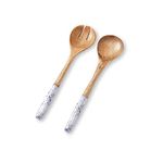 Folkulture Salad Servers or Salad Tongs, Wooden Spoons for Cooking, Serving Utensils for Salad or Pasta, 12-inch or 30cms Spoon and Fork Set, Mango Wood, Blue