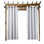 ChadMade Outdoor Curtain White 84" W x 102" L Grommet Eyelet In Front Porch Pergola Cabana Covered Patio Gazebo Dock and Beach Home (1 Panel)