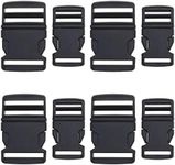 VGOL 8PCS Plastic Quick Side Release Buckle Clips Contoured Side Release Buckles for Backpack Fanny Pack Travel Bag Pet Collar 25mm & 38mm Black