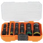 Klein Tools 65618 8-Piece Deep Impact Flip Socket Set with Modular Case, 5 Color-Coded Sockets, 10 SAE Sizes, Adapters, 1/4, 3/8-Inch Drives