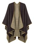 Urban CoCo Women's Color Block Shawl Wrap Open Front Poncho Cape (Series 7-Coffee)