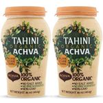 Achva Tahini Paste - USDA Sesame Paste - Rich Creamy Taste for Hummus, Tahini Sauce & Dressing - Kosher, Vegan Gluten Free, Peanut Free & Non-GMO (2 Jars of 454g)