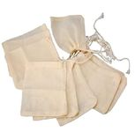 WUD 10pcs. Muslin Cheese Cloth Bags for Kitchen, Unbleached Reusable Cotton Bags for Kitchen, use for Straining Juice as Strainer,Masala Potli,Spice Bag,Bouquet garni, Sprouting Beans.Size7x5inches