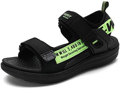 kulebear Kids Boys Summer Sports Sandals Hiking Beach Outdoor Open toe Sports Sandals for Kids Black/Green 7.5 Big Kid