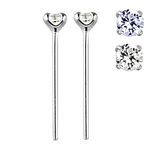 Pierced Owl 22G Sterling Silver CZ Crystal Gem Prong Set Bendable Nose Stud