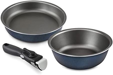 SHINEURI Japan Designed Detachable Handle Titanium Nonstick 3 Pieces Frying Pans Set - 9.5 Frying Pan 8 inch Deep pan for Oven, Induction, Gas, Electric & Stovetops Dishwasher Safe