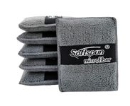 SOFTSPUN Microfiber Reusable Square Polishing Pad, 6 Pieces Set, 340 GSM (Grey) Multipurpose. Ultra-Soft Applicator Pads with Finger Band Perfect Cleaning for Car, Bike, Window, and More.