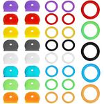 37 Pcs Key Covers Caps, Key Cap Tags Set Coloured Key Caps Rubber Keycaps Flexible Key Cover for Easy Identifying House Door Keys (8 Colors 3 Styles)