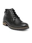 Teakwood Genuine Leather Men Solid Leather Mid-Top Flat Boots(Black) 9 UK