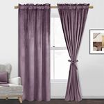 JIUZHEN Luxury Velvet Curtains 84 inch Length Thermal Insualted Room Darkening Rod Pocket Curtains for Living Room/Sliding Glass Doors, 2 Panels, 52W x 84L, Lavender