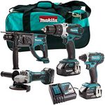 Makita 18V Li-ion 4 Piece Cordless Power Tool Kit 3 x 5.0Ah Batteries & Charger MAKDEAL-69M- Monster Power Tool Kit- Combo Kit- 18V Cordless Power Tool Kits- Mega Power Tool- Makita kit