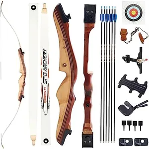 SOPOGER 54" Archery Set Adult Beginners - 20 lbs Takedown Recurve Bows for Adults Youth Teens Men Women Wood Longbow for Outdoor Target Arrow Practice Shooting Training