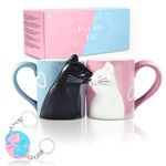 Wedding Gift Cat Coffee Couple Mugs Cute Funny Tea Cups Set Wedding Mug for Wedding Decorations Wedding Gifts for Bride and Groom Kiss Matching Gift for Anniversary Engagement Valentines Day Birthday