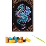 CCWORAN Dragon Rug Making Kit For Adults Diy Craft Latch Hook Rug Kit Set Tapestry Cushion Patterns Printed Mesh Mat Canvas Wool Yarn