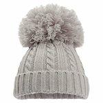 Mini Mart Online Limited Baby Knitted Cable Single Pom Pom Bobble Boy Girl Cap Hat Bonnet Nb-6 Months Grey, One Size