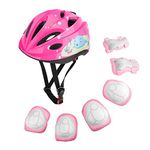 MoKo Sports Protective Gear Set for Kids, Children Adjustable Helmet Knee Pads Elbow Guards Wrist Pads for Skateboarding Inline Roller Skating Cycling Biking BMX Bicycle Scooter for Boys, Girls, Pink