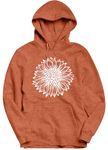 TAOHONG Sunflower Hoodie Women Lightweight Cute Graphic Long Sleeve Drawstring Hooded Pullover Sweatshirt Casual Cotton Top, Orange, XX-Large