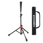 Storgem Batting Baseball tee Softball, Easy to Adjustable Height,Portable Tripod Stand Base Tee for Hitting Training Practice,with Carrying Bag (Black Red)