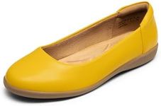 DREAM PAIRS Women’s Comfortable Ballet Dressy Work Flats, Round Toe Slip on Office Shoes,Size 10,Yellow-PU,SDFA2312W