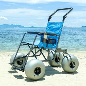 Beach Sand Wheelchair Foldable Heavy Duty, All Terrain Wheel Chair with 13'' Balloon Tires for Soft Sand, Beach Mobility Scooter & Beach Walker Alternative, 330 lbs Capacity