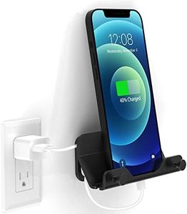 HomeMount Wall Mount Phone Holder - Hands Free Wall Mount Phone Holder with Adhesive Strip Wall Mount Phone Holder for Bedroom Living Room Kitchen Compatible with All Phone or Mini ipad Black