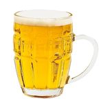 Sipologie Happy Hour Beer Mug 350ml, Set of 4 - Fun and Modern Design for Every Beer Occasion - Ideal for Gifting, Transparent (Ridge)