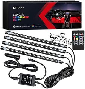 Nilight - TR-06 4PCS 48 LED Interior Lights DC 12V Multicolor Music Car Strip Light Under Dash Lighting Kit with Sound Active Function and Wireless Remote Control, 2 Years Warranty