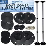 Boat Cover Support Poles with Straps and Snaps | Adjustable Small to Large Aluminum Marine Posts System | Strong Marine Set for Pontoon Jon Bowrider Boat Canvas Tarps Tops (2 Pack)