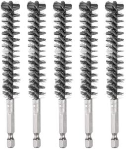 HARFINGTON 5Pcs Bore Brush Stainless Steel 14mm Dia Cleaning Twisted Wire Brush Tube Pipe Cleaner with Handle 1/4 Inch Hex Shank for Tubes, Ports, Bearings