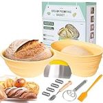 Banneton Bread Proofing Baskets Silicone,10 Inch Oval & 9 Inch Round Foldable Sourdough Bread Baking Supplies Tools