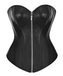 Bslingerie® Womens Faux Leather Corset Top (Black, S)