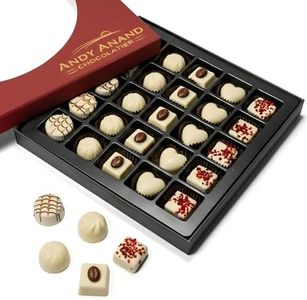 Andy Anand Luxury Belgian White Chocolate Truffles - Handmade Assorted Chocolate Flavors - Gourmet Collection with Delectable Ganache - Chocolate Gift Box | Perfect for Chocolate Lovers (24 Pcs)