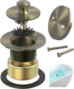 Sogmeter Antique Brass Bathtub Drain, Hair Catcher and 2-Hole Overflow Faceplate, 11.5/16 UNC, Lift and Turn Bathtub Drain Replacement, Tub Drain Stopper