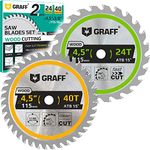 GRAFF 2 Pieces 4-1/2-inch 24-Teeth & 40-Teeth Circular Saw Blade Set for Wood Plywood Drywall MDF Plastic - Wood Cutting Saw Blade with 3/8-inch Arbor - Grinder Saw Blade for Angle Grinder