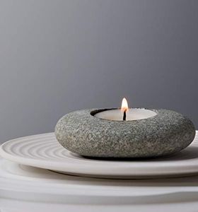 ICNBUYS Handmade Pebble Tea Light Candle Holder Handcrafted Tealight Holder for Zen Garden, Altar, Mantle, Desk, Table, Shelf